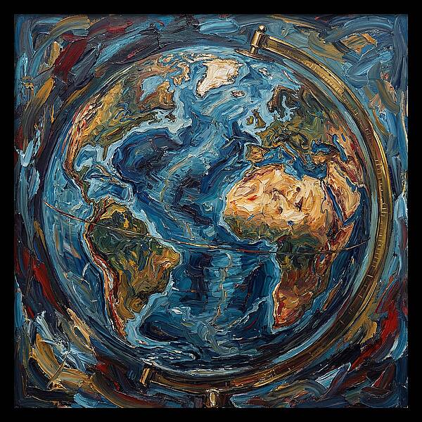 Vintage Globe In Expressionist Style