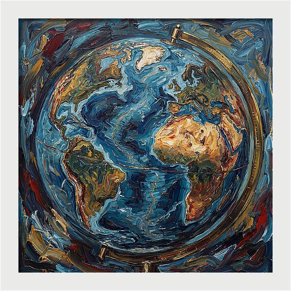 Vintage Globe In Expressionist Style