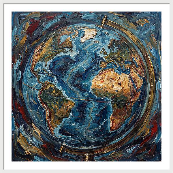 Vintage Globe In Expressionist Style