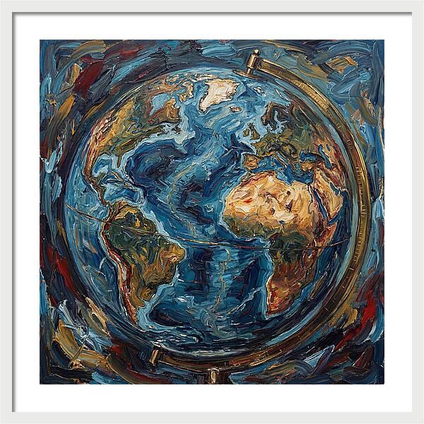 Vintage Globe In Expressionist Style