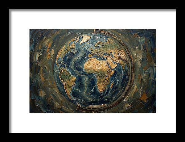 Vintage Globe In Palette Knife Style