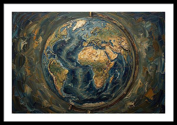 Vintage Globe In Palette Knife Style