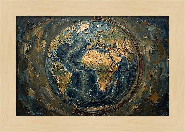 Vintage Globe In Palette Knife Style