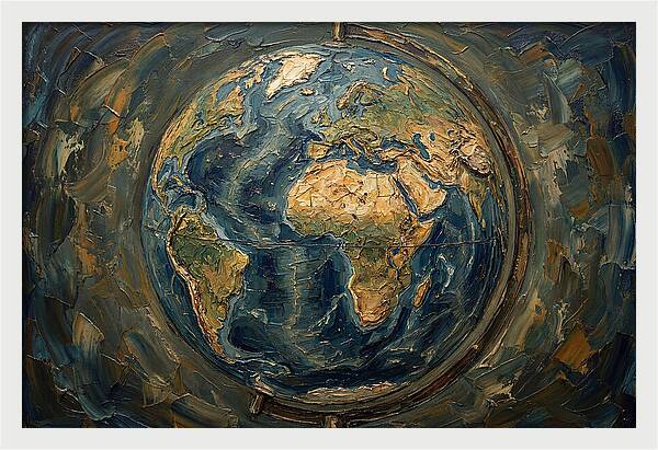 Vintage Globe In Palette Knife Style