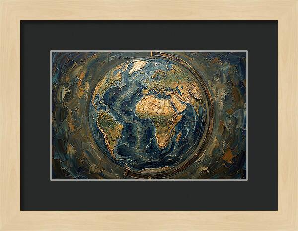 Vintage Globe In Palette Knife Style