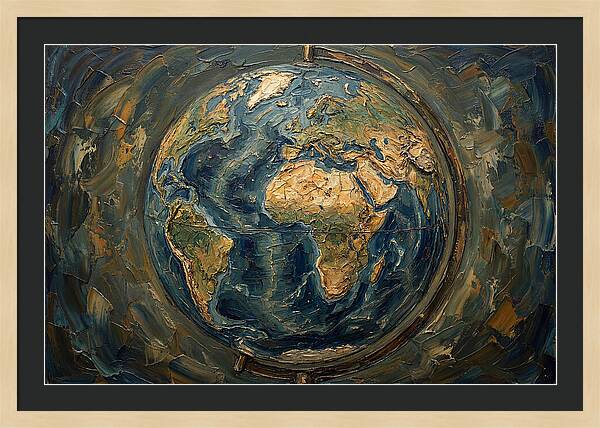 Vintage Globe In Palette Knife Style
