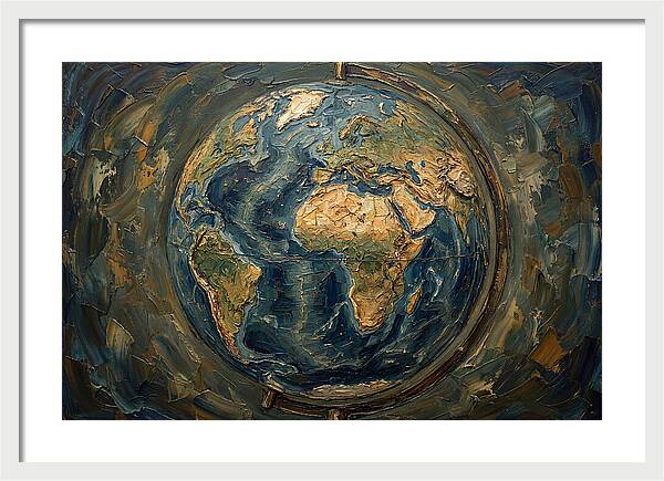 Vintage Globe In Palette Knife Style