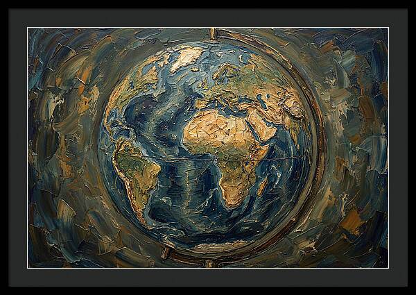 Vintage Globe In Palette Knife Style