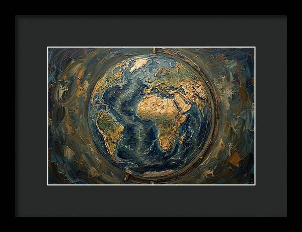 Vintage Globe In Palette Knife Style