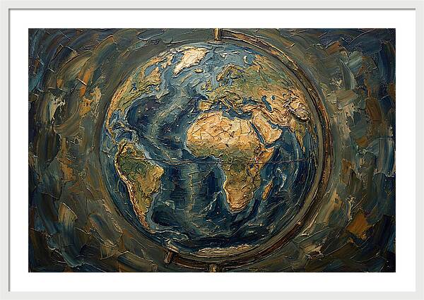 Vintage Globe In Palette Knife Style