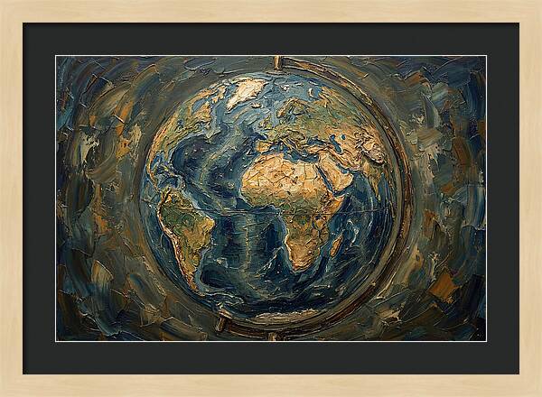 Vintage Globe In Palette Knife Style