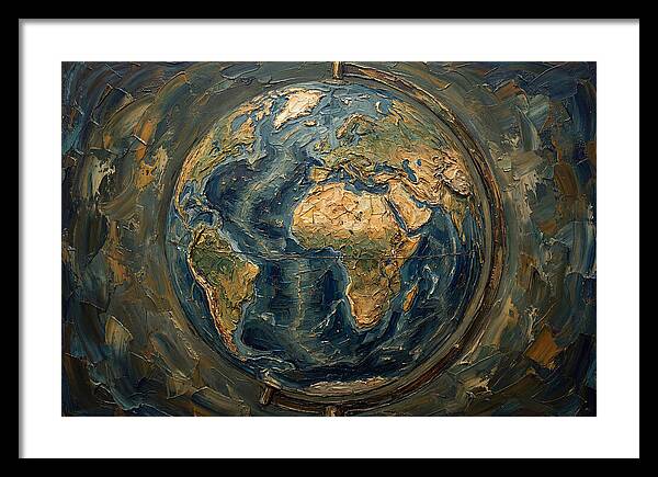 Vintage Globe In Palette Knife Style