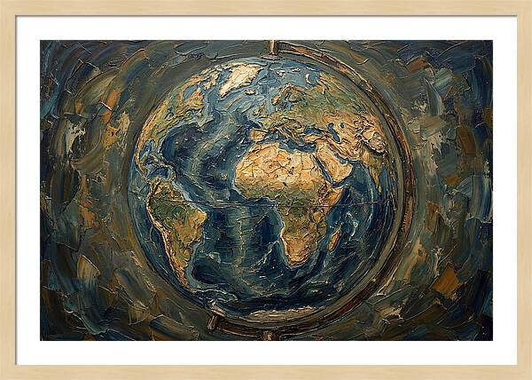 Vintage Globe In Palette Knife Style