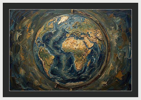 Vintage Globe In Palette Knife Style