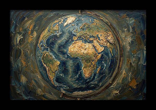 Vintage Globe In Palette Knife Style