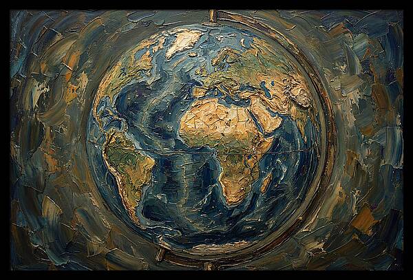 Vintage Globe In Palette Knife Style
