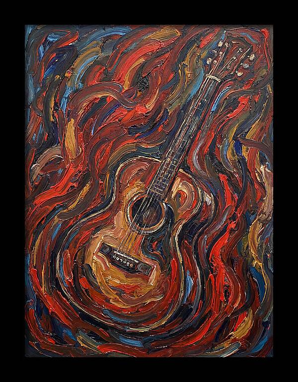 Vintage Guitar In Flames