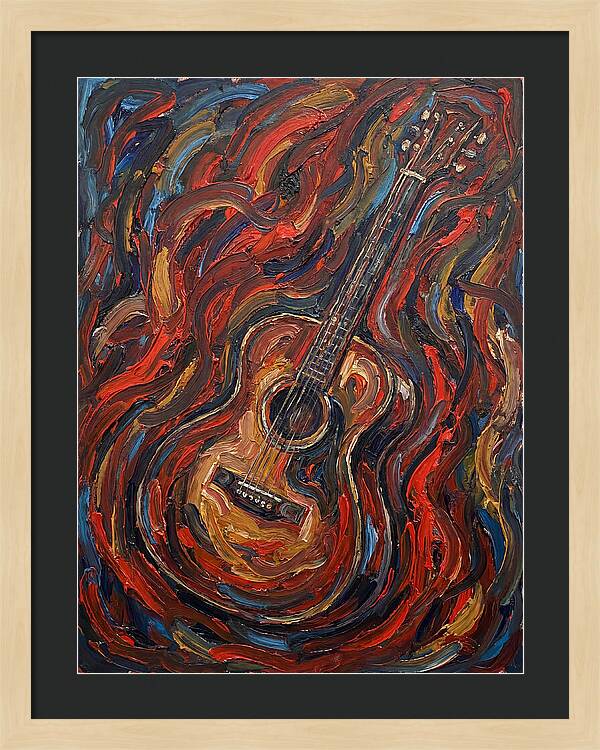 Vintage Guitar In Flames
