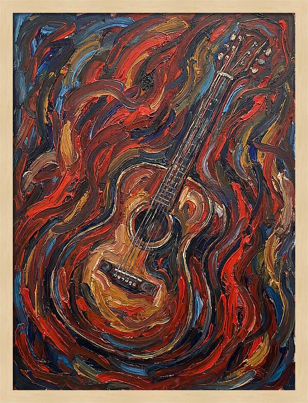 Vintage Guitar In Flames