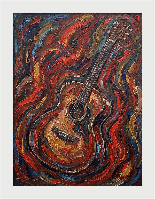 Vintage Guitar In Flames