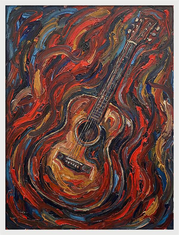 Vintage Guitar In Flames