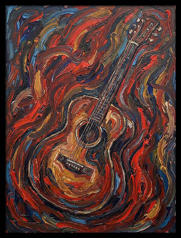 Vintage Guitar In Flames