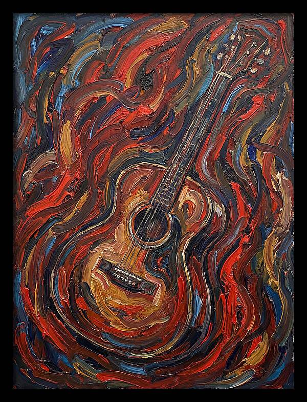 Vintage Guitar In Flames