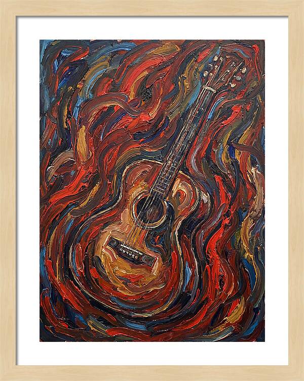 Vintage Guitar In Flames