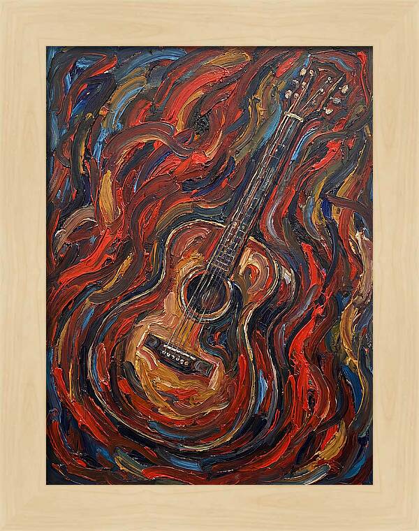 Vintage Guitar In Flames