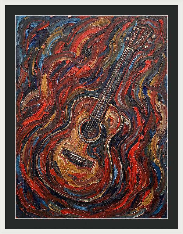 Vintage Guitar In Flames