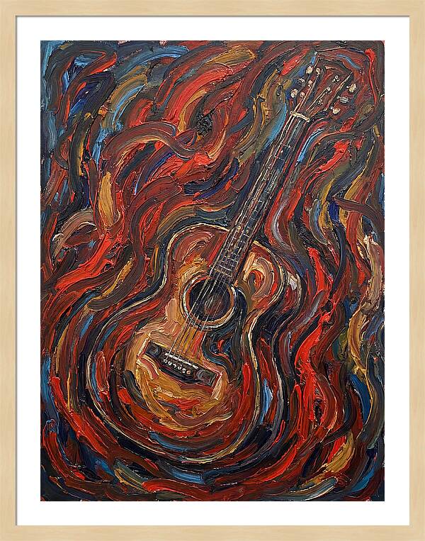 Vintage Guitar In Flames