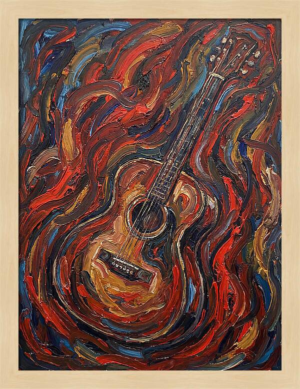 Vintage Guitar In Flames