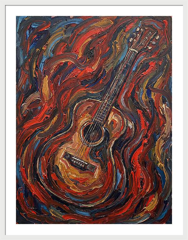 Vintage Guitar In Flames