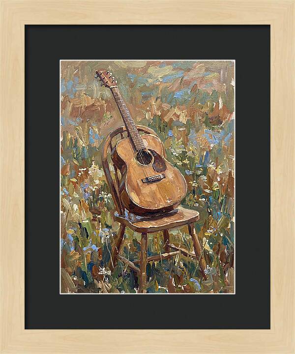 Vintage Guitar In Nature