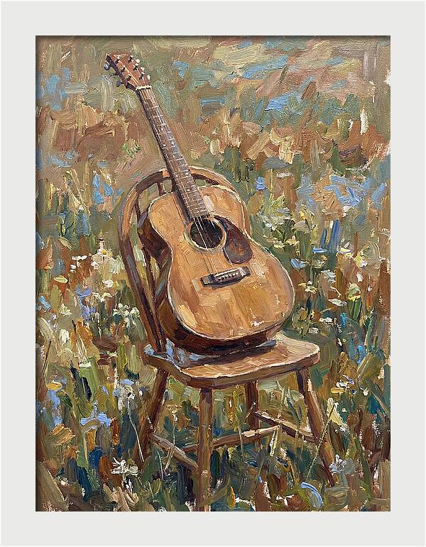 Vintage Guitar In Nature