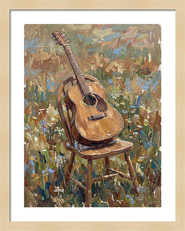 Vintage Guitar In Nature
