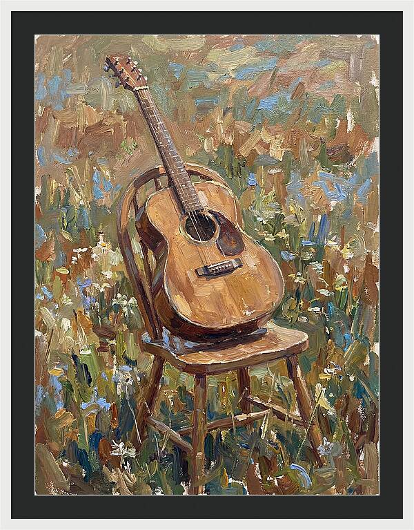Vintage Guitar In Nature