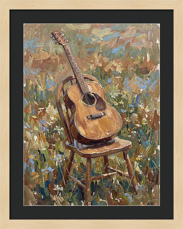 Vintage Guitar In Nature