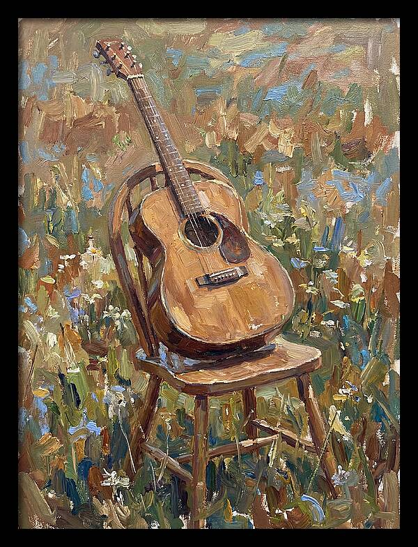 Vintage Guitar In Nature