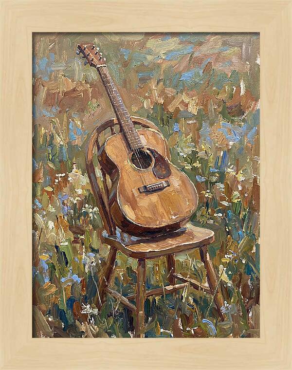 Vintage Guitar In Nature
