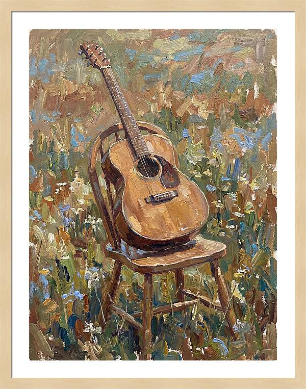 Vintage Guitar In Nature