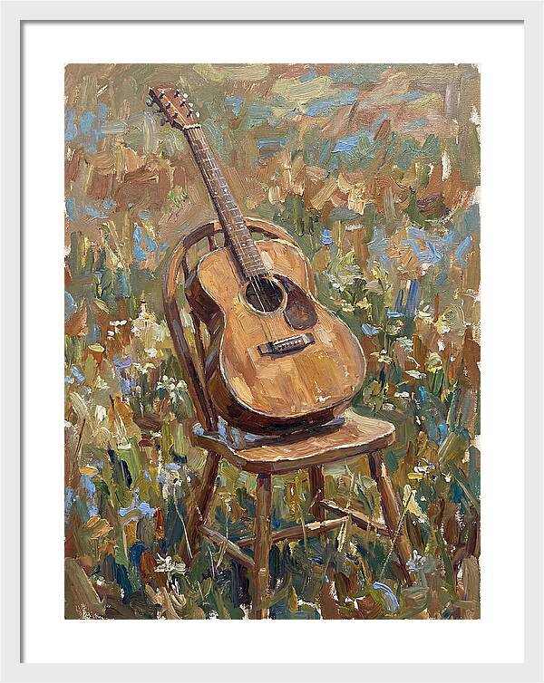 Vintage Guitar In Nature