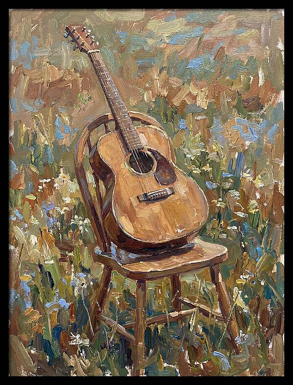 Vintage Guitar In Nature