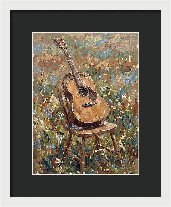 Vintage Guitar In Nature