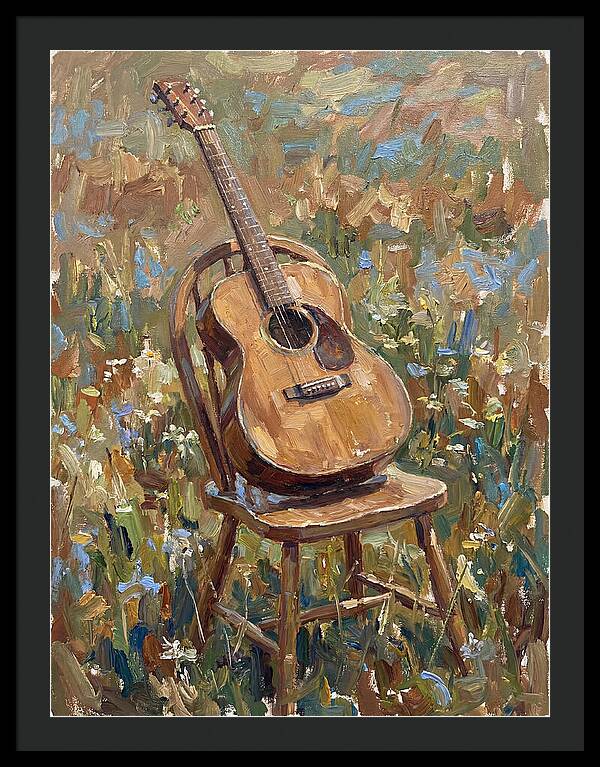 Vintage Guitar In Nature