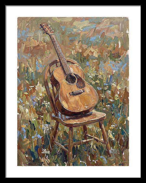 Vintage Guitar In Nature