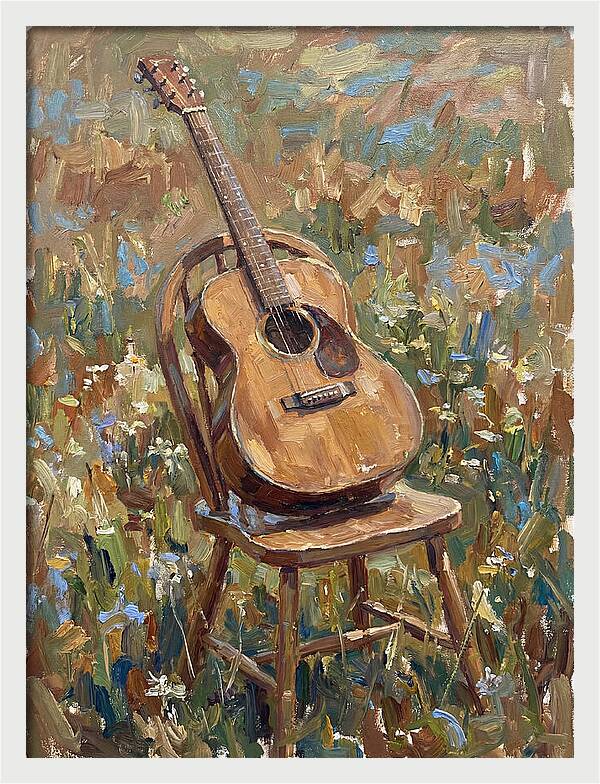 Vintage Guitar In Nature