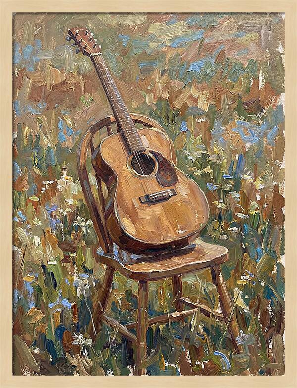 Vintage Guitar In Nature