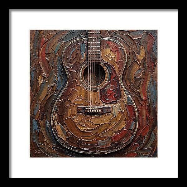 Vintage Guitar In Palette Knife Style