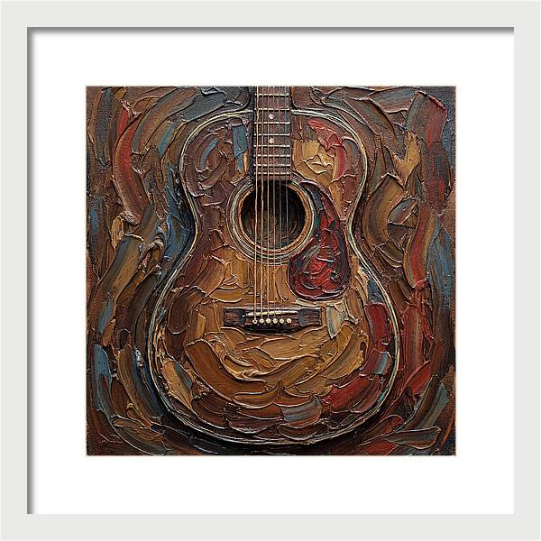 Vintage Guitar In Palette Knife Style